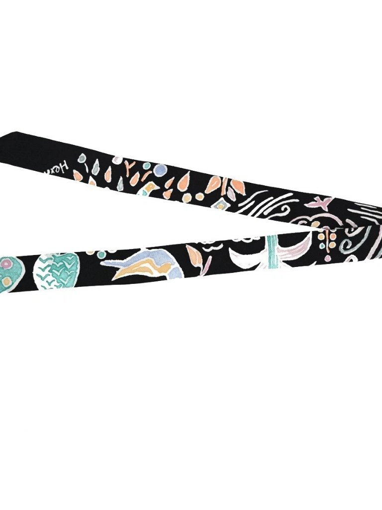 Hermes Twilly Doll Spring Birds 100 Silk Black France